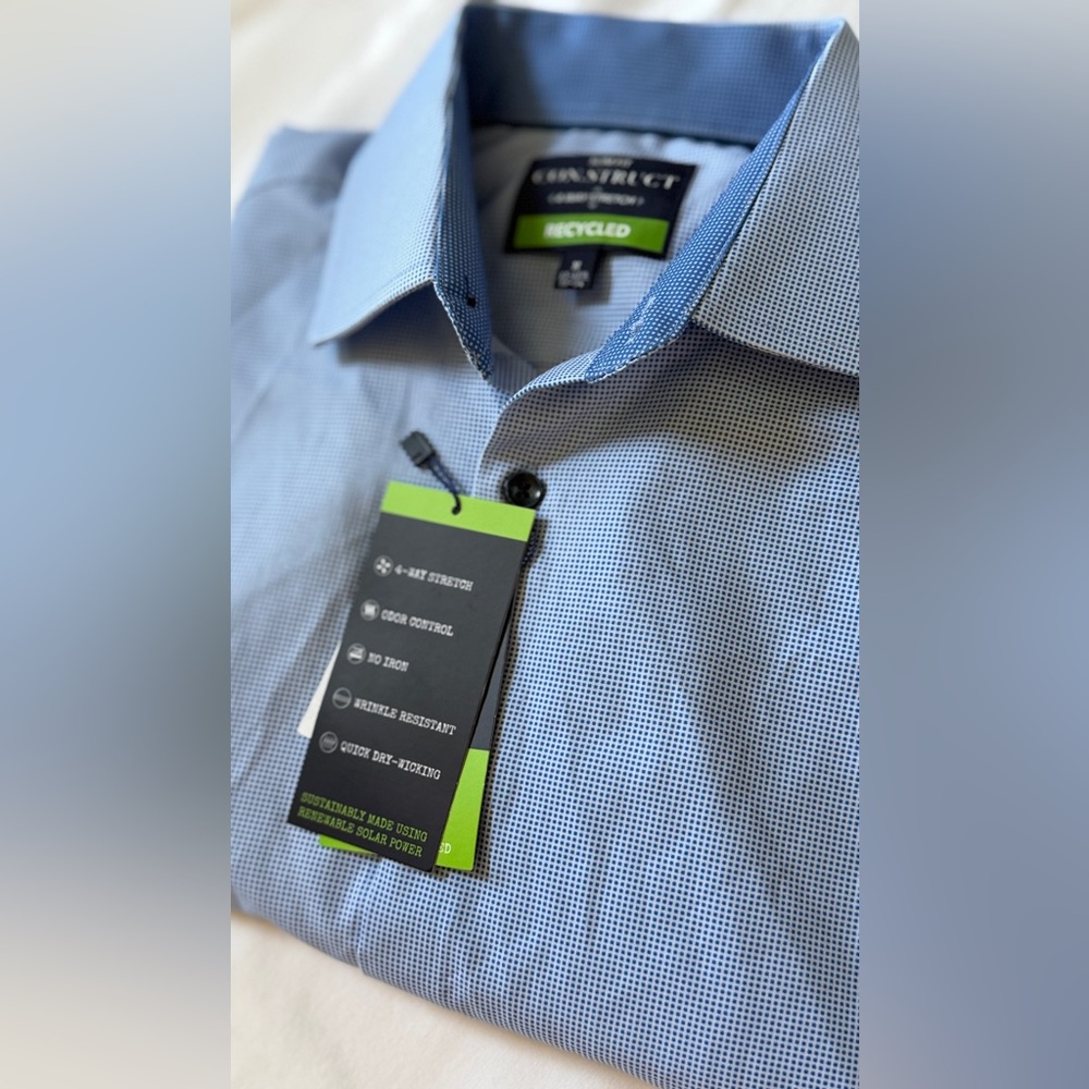 Construct Men’s NWT Slim Fit 4-Way Stretch Dress Shirt Blue 15-15.5 32/34